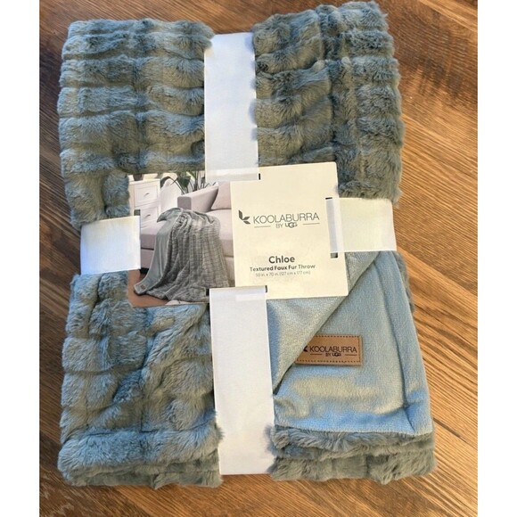 NEW Koolaburra By Ugg Chloe Faux Fur Throw Blanket 50” x 70” Willow Gray - Picture 1 of 6